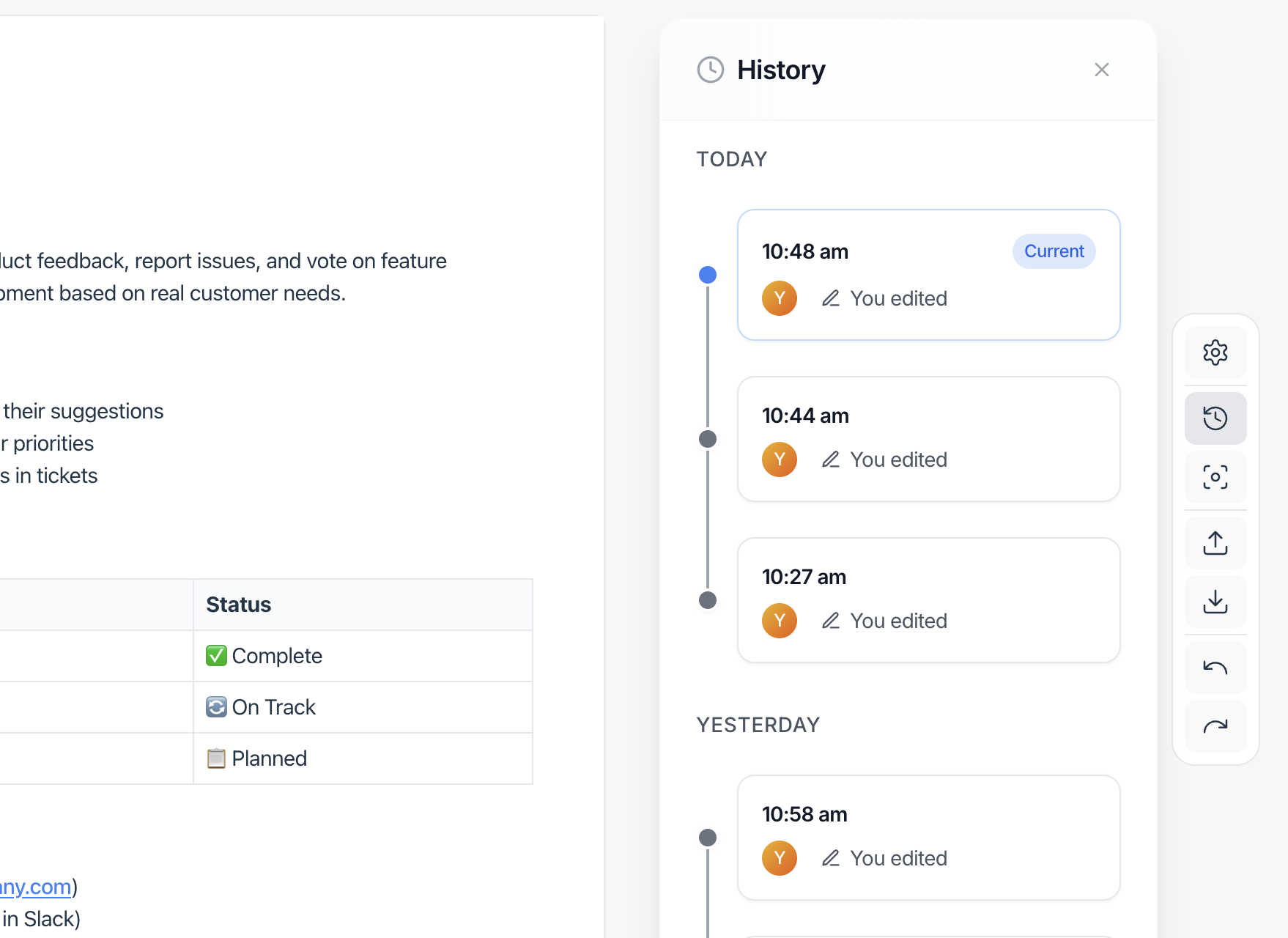 Version control history